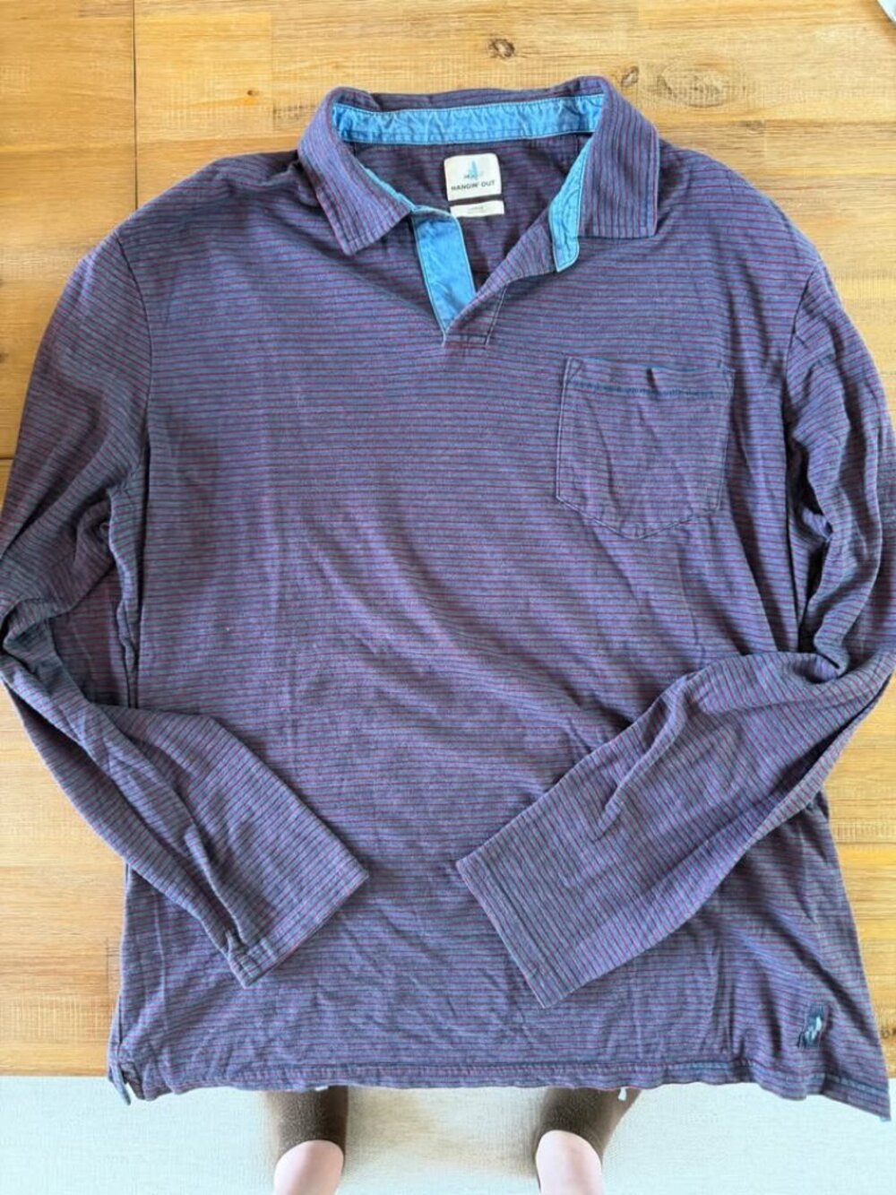 johnnie-O “Hangin’ Out” Long Sleeve Striped Polo — Men’s Large